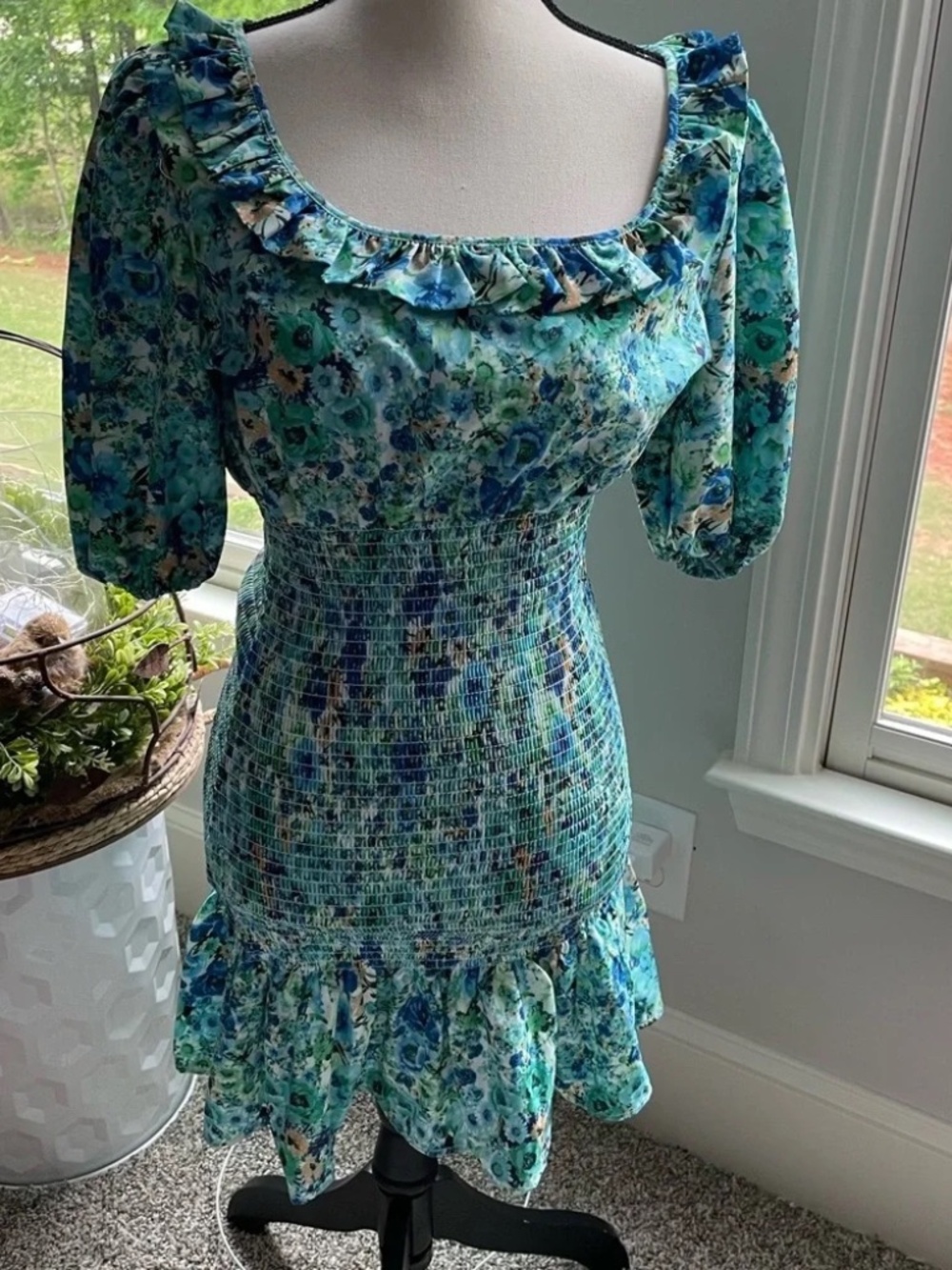 Size Large L Blue Green Woman’s Dress lot6500